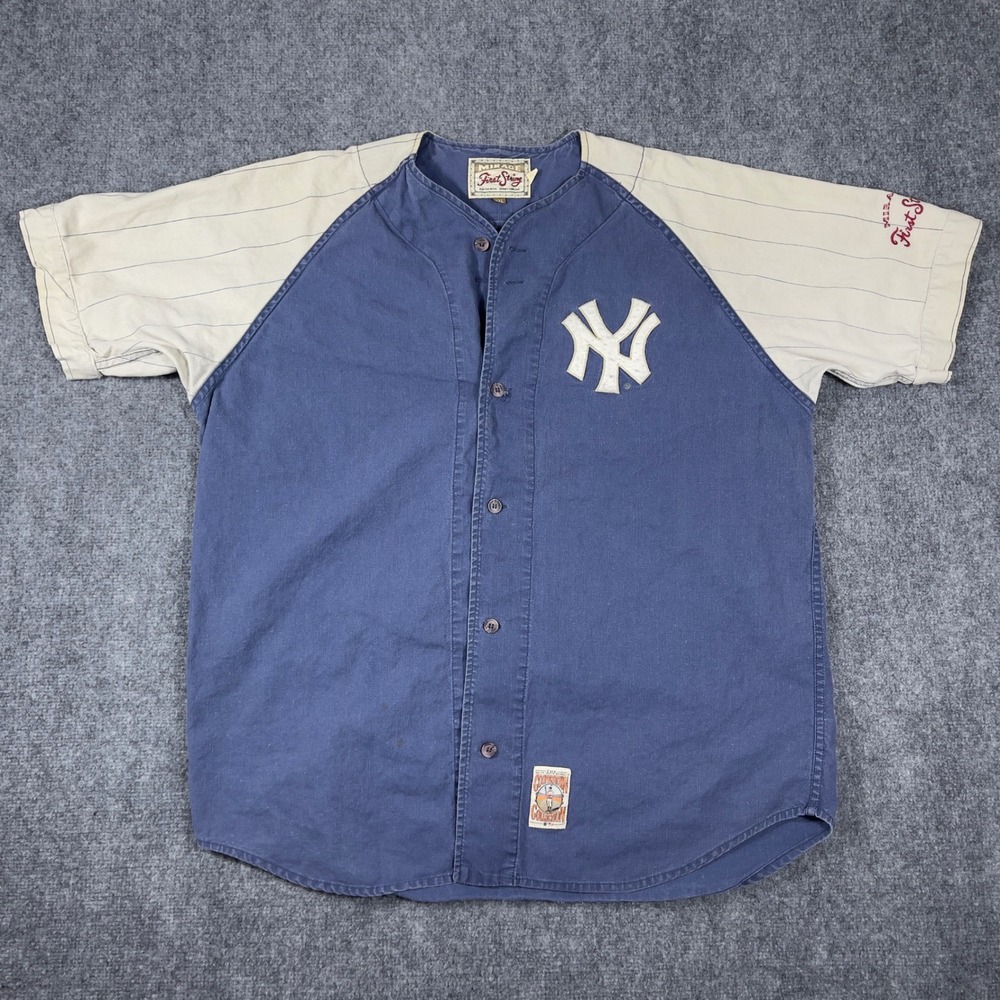 Vintage Mirage New York Yankees Baseball Jersey Mens XXL Blue 1961 Cooperstown